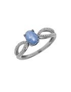 Lord & Taylor Light Blue Sapphire, Diamond And 14k White Gold Ring