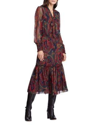 Lauren Ralph Lauren Tie-neck Georgette Dress