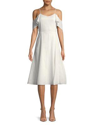 H Halston Checked Cold Shoulder Dress