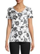 Lord And Taylor Separates Floral V-neck Tee