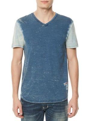 Buffalo David Bitton Todrin Distressed Colorblock V-neck Tee