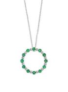 Effy 14k White Gold, Diamond & Emerald Sequence Ring Pendant Necklace