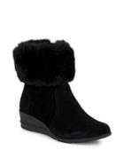 Anne Klein Suede And Faux Fur-trimmed Booties