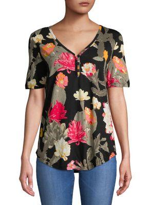 Lord & Taylor Floral-print Short-sleeve Blouse