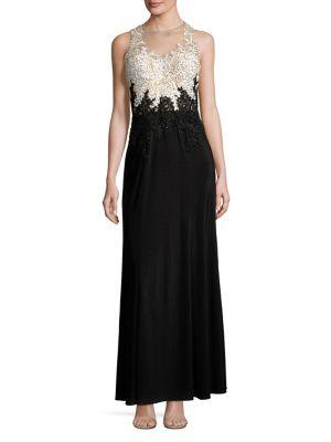 Cachet Embellished Illusion Lace Bodice Gown