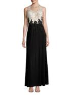 Cachet Embellished Illusion Lace Bodice Gown