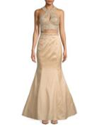 Xscape Two-piece Embellished Gown