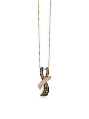 Le Vian Chocolatier Vanilla Diamonds, Chocolate Diamonds And 14k Strawberry Gold Pendant Necklace