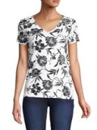 Lord & Taylor Petite Floral-print Cotton Tee