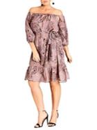 City Chic Plus Luxe Paisley Off-the-shoulder Dress