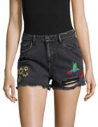 Design Lab Lord & Taylor Embroidered Denim Cut-off Shorts