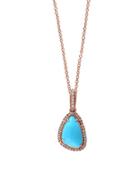 Effy Turquesa Diamond, Turquoise And 14k Rose Gold Pendant Necklace