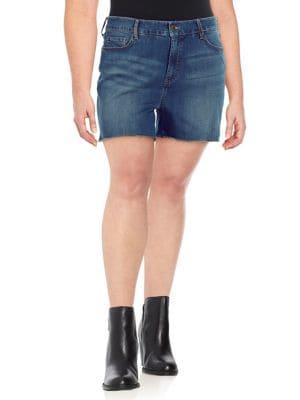 Nydj Plus Frayed Denim Shorts