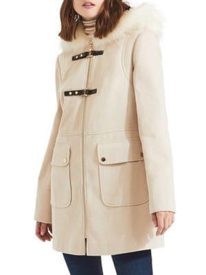Miss Selfridge Faux Fur Trimmed Coat