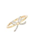 Adina Reyter Bows Tiny 14k Yellow Gold & Pave Diamond Ring
