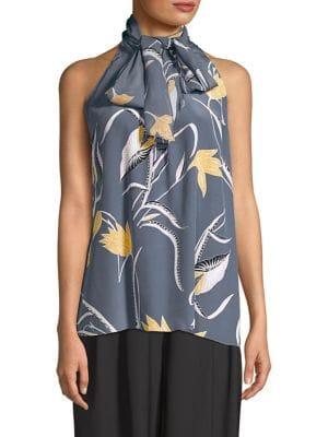 Diane Von Furstenberg High-neck Printed Silk Blouse