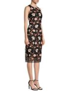 Laundry By Shelli Segal Floral Mesh Cocktail Sheath Dress