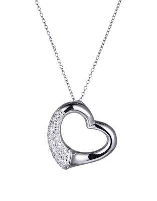 Lord & Taylor Crystal And Sterling Silver Heart-shaped Pendant Necklace