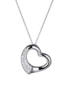 Lord & Taylor Crystal And Sterling Silver Heart-shaped Pendant Necklace