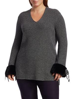Nic+zoe Plus Warm & Fuzzy Faux Fur-trim Sweater