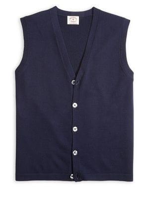 Brooks Brothers Red Fleece Buttoned Merino Wool Vest