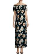 Design Lab Off The Shoulder Tropical Maxi Dress