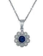 Effy Sapphire, Diamond And 14k White Gold Flower Pendant Necklace