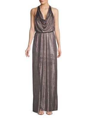 H Halston Self-tie Drape Gown