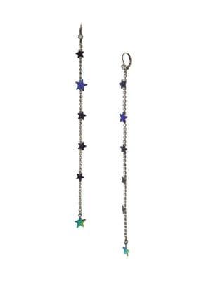 Betsey Johnson Mixed Star Crystal Linear Earrings