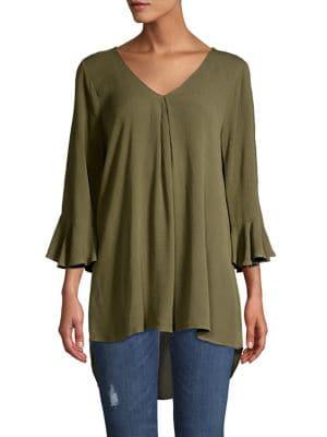 B Collection By Bobeau V-neck Trumpet-sleeve Top