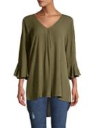 B Collection By Bobeau V-neck Trumpet-sleeve Top