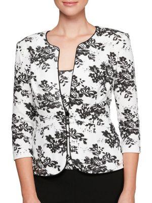 Alex Evenings Two-piece Floral Print Jacket And Scoopneck Camisole Twinset