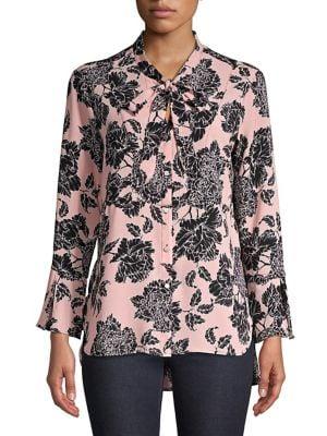 Jones New York Floral Tie-neck Top