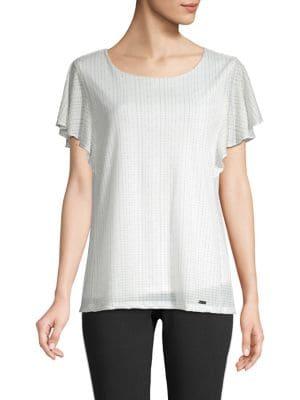 Calvin Klein Striped Flutter Sleeve T-shirt