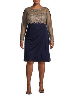Xscape Plus Embroidered Shift Dress