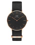 Daniel Wellington Classic Black Cornwall 18k Rose Goldplated Stainless Steel Nato Strap Watch