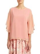 Donna Karan Flowing Ruffle Sleeve Top