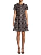 Vince Camuto Printed Short-sleeve Fit-&-flare Dress
