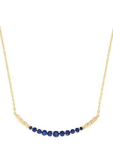 Lord & Taylor Sapphire And 0.054 Tcw Diamond 14k Yellow Gold Gradual Necklace