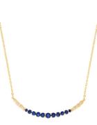 Lord & Taylor Sapphire And 0.054 Tcw Diamond 14k Yellow Gold Gradual Necklace