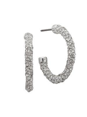 Lauren Ralph Lauren 2-pair Silvertone Crystal Hoop Earrings
