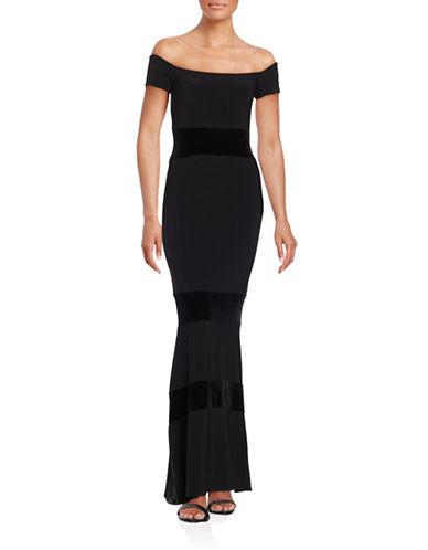 Xscape Velvet-accented Off-the-shoulder Gown
