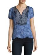 Lucky Brand Printed Scarf Blouse