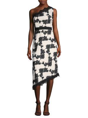 Laundry By Shelli Segal Embroidered One-shoulder Midi Dress