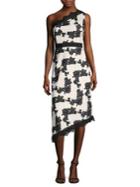 Laundry By Shelli Segal Embroidered One-shoulder Midi Dress