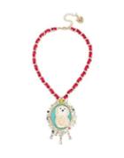 Betsey Johnson Granny Chic Faux Pearl And Crystal Poodle Cameo Pendant Necklace