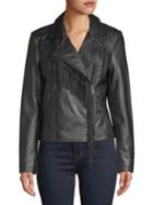 Lord & Taylor Fringed Faux Leather Jacket