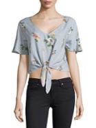 Design Lab Lord & Taylor Ruffle Flowy Cap-sleeve Top