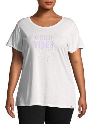 Marc New York Performance Plus Good Vibes Sequin Tee