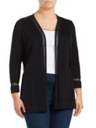Vince Camuto Plus Sheer Strip Open-front Cardigan